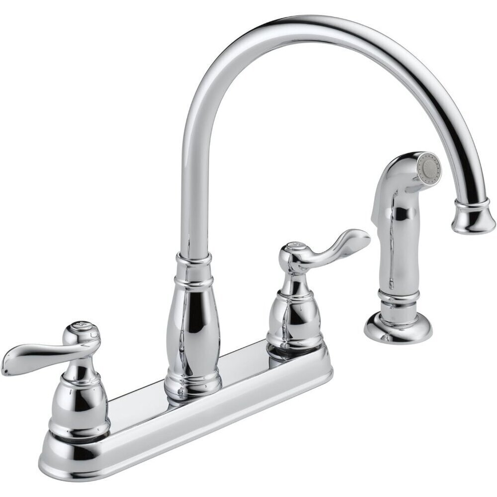 Chrome Kitchen Faucet 4 Hole Deck Mount with Sprayer